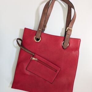 Italian Red Leather Bag with Coin Purse